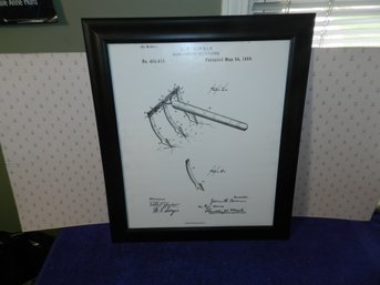 ANTIQUE FRAMED PATENT APPLICATION GARDEN TOOL REPRODUCTION