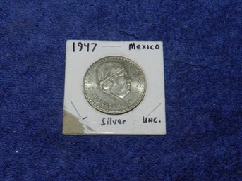 1947 MEXICO UN PESO COIN SILVER