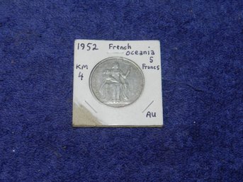 1952 FRENCH OCEANIA 5 FRANCS COIN