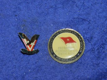 GULF WAR ENAMELED VICTORY PIN  DIGITAL ARMY CHALLENGE COIN