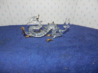 BEAUTIFUL GLASS AND GOLD DRAGON SCULPTURE 7' LONG