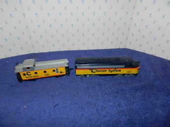 VINTAGE HO SCALE CHESSIE SYSTEMS C&O DIESEL LOCO AND CABOOSE