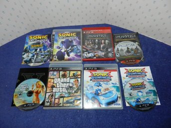 SET OF 4 PS3 GAMES SONIC UNLEASHED TRANSFORMED GTA 5 INJUSTICE