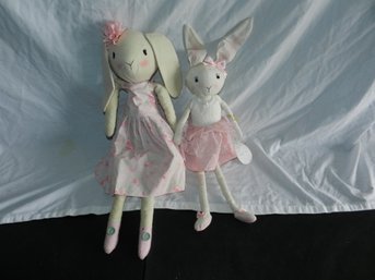 PAIR OF LARGE CUTE PLUSH EASTER BUNNY RABBITS
