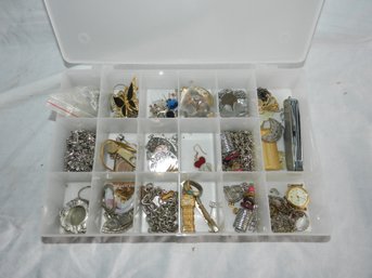 COLLECTION OF COSTUME JEWELRY WATCHES POCKET KNIFE
