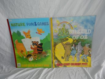 PAIR OF GIANT SIZED COLORING BOOKS WIZARD OF OZ NATURE 1970S