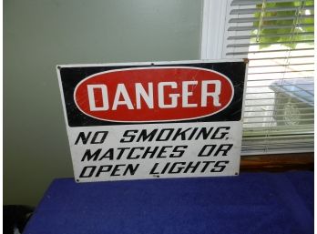 Vintage Steel Danger No Smoking Sign