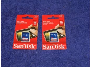 (2) SANDISK 16GB SDHC MEMORY CARDS DIGITAL CAMERA