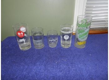 VINTAGE SODA GLASSES B1 DR PEPPER SINALCO QUENCH COLLINS