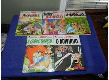 Set Of 5 Asterix And Obelix Hardcover Books Portuguese Language 1970s