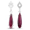 23.25 Carat Ruby And White Topaz .925 Sterling Silver Earrings