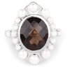 5.75 Carat Genuine Smoky Quartz And Pearl .925 Sterling Silver Ring