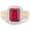 14K Yellow Gold Plated 4.61 Carat Ruby And White Topaz .925 Sterling Silver Ring
