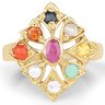 14K Yellow Gold Plated 1.26 Carat Genuine Multi Stone .925 Sterling Silver Ring
