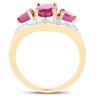 14K Yellow Gold Plated 2.49 Carat Genuine Ruby And White Topaz .925 Sterling Silver Ring