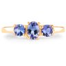 18K Yellow Gold Plated 0.90 Carat Genuine Tanzanite .925 Sterling Silver Ring