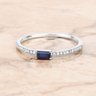 0.19 Carat Genuine Blue Sapphire And White Diamond 14K White Gold Ring