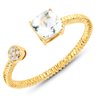 0.52 Carat Genuine Aquamarine And White Diamond 14K Yellow Gold Ring