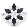 2.28 Carat Genuine Blue Sapphire And White Zircon .925 Sterling Silver Ring, Size 8.00