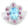 2.28 Carat Genuine Swiss Blue Topaz And Ruby .925 Sterling Silver Ring