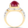 14K Yellow Gold Plated 4.46 Carat Genuine Ruby .925 Sterling Silver Ring