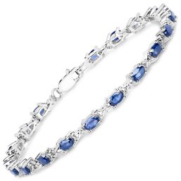4.18 Carat Genuine Blue Sapphire .925 Sterling Silver Bracelet