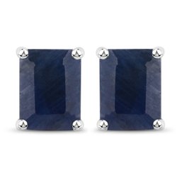 3.70 Carat Genuine Blue Sapphire .925 Sterling Silver Earrings