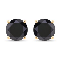 2.89 Carat Genuine Black Diamond 14K Yellow Gold Earrings