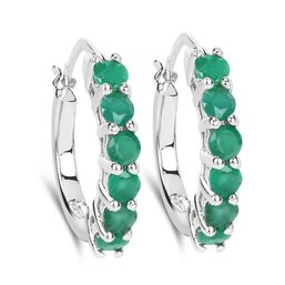 1.20 Carat Genuine Emerald .925 Sterling Silver Earrings