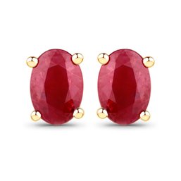 0.96 Carat Genuine Ruby 14K Yellow Gold Earrings