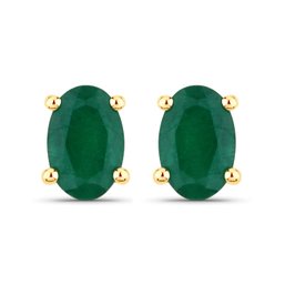 0.90 Carat Genuine Zambian Emerald 14K Yellow Gold Earrings