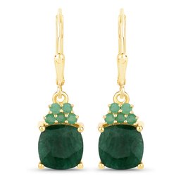 4.50 Carat Emerald And Emerald .925 Sterling Silver Earrings