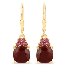 5.65 Carat Ruby And Ruby .925 Sterling Silver Earrings