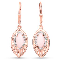2.86 Carat Genuine Pink Opal And White Topaz .925 Sterling Silver Earrings