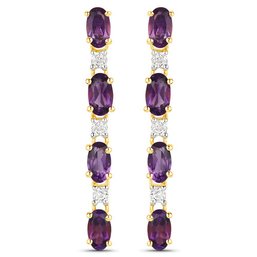 1.68 Carat Genuine Amethyst And White Topaz .925 Sterling Silver Earrings