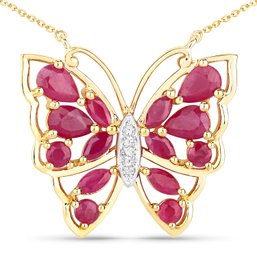 2.88 Carat Genuine Ruby And White Zircon .925 Sterling Silver Necklace