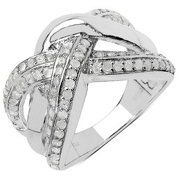 0.55 Carat Genuine White Diamond .925 Sterling Silver Ring