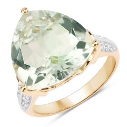 8.08 Carat Genuine Green Amethyst And White Topaz .925 Sterling Silver Ring