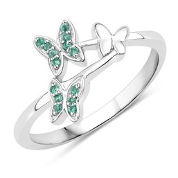 0.14 Carat Genuine Zambian Emerald .925 Sterling Silver Ring