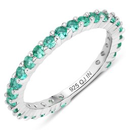 0.78 Carat Genuine Emerald .925 Sterling Silver Ring