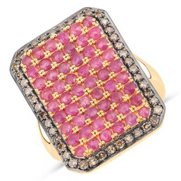 3.14 Carat Genuine Ruby And Diamond .925 Sterling Silver Ring