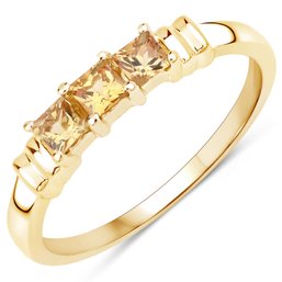 0.54 Carat Genuine Yellow Sapphire .925 Sterling Silver Ring