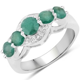 1.35 Carat Genuine Emerald .925 Sterling Silver Ring