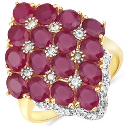 6.49 Carat Ruby And White Topaz .925 Sterling Silver Ring