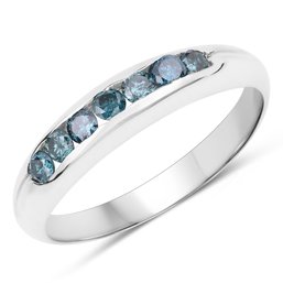 0.35 Carat Genuine Blue Diamond .925 Sterling Silver Ring