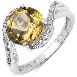 2.60 Ct. Total Weight  Champagne Quartz And White Topaz Ring In Sterling Silver