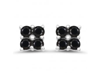 1.04 Carat Genuine Black Sapphire .925 Sterling Silver Earrings