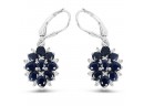 3.94 Carat Blue Sapphire And White Zircon .925 Sterling Silver Earrings