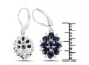 3.94 Carat Blue Sapphire And White Zircon .925 Sterling Silver Earrings
