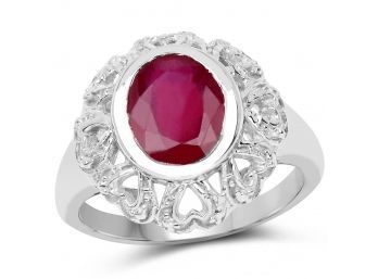 3.10 Carat Ruby .925 Sterling Silver Ring